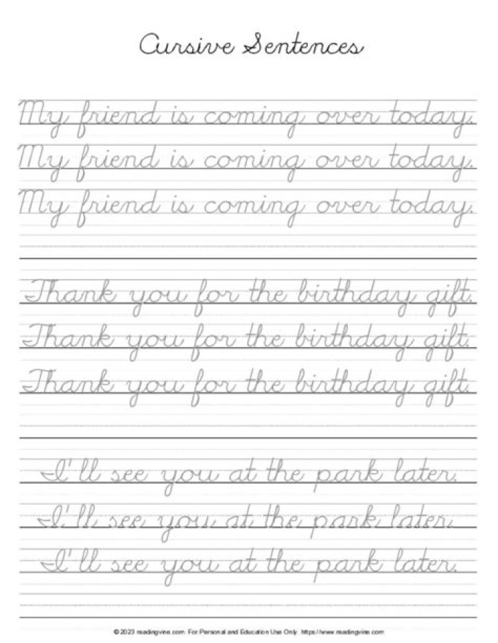 10 Printable Handwriting Worksheets to Practice Cursive