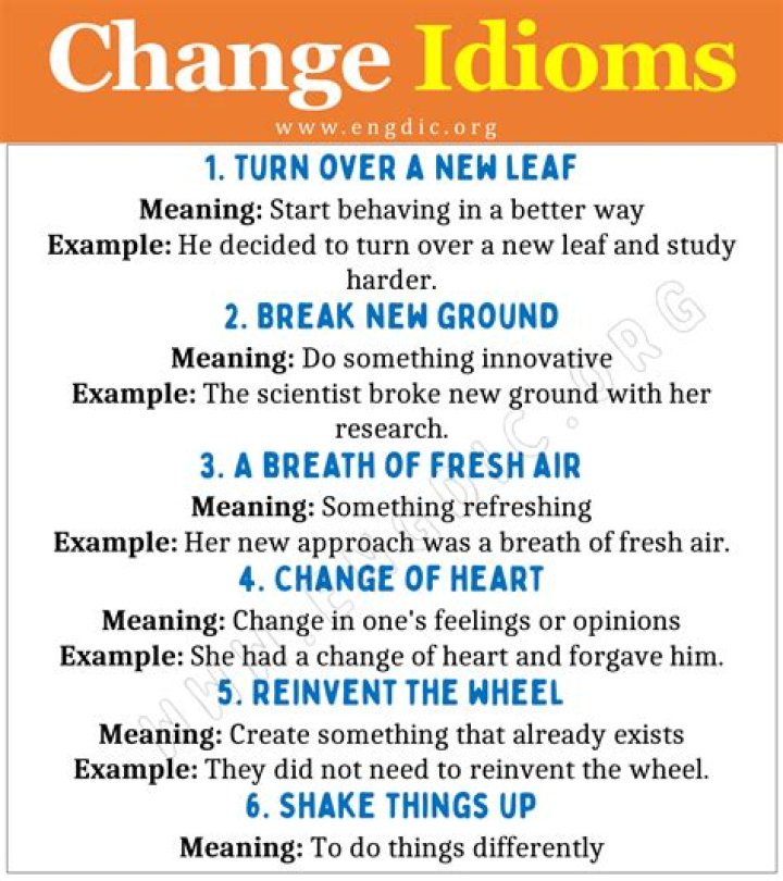 13 idioms about change and improving yourself to give your writing a fresh start - YP