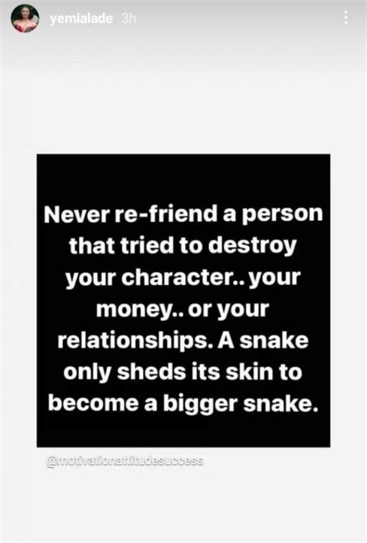 A Snake Only Sheds Its Skin To Become A Bigger Snake- Yemi Alade