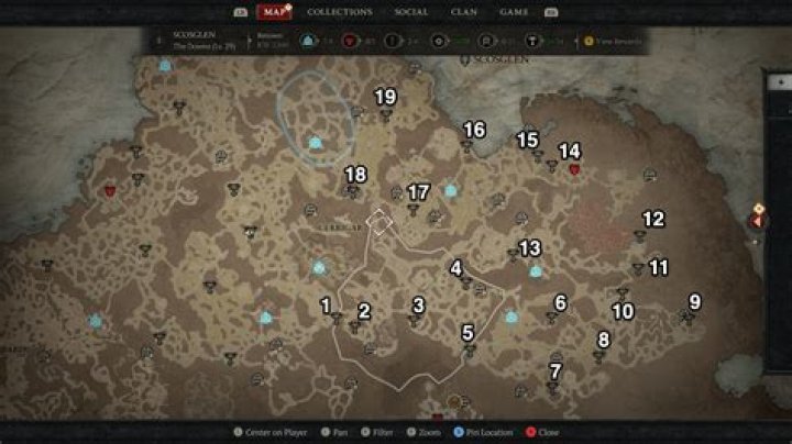 All Scosglen Altar of Lilith locations and map in Diablo 4