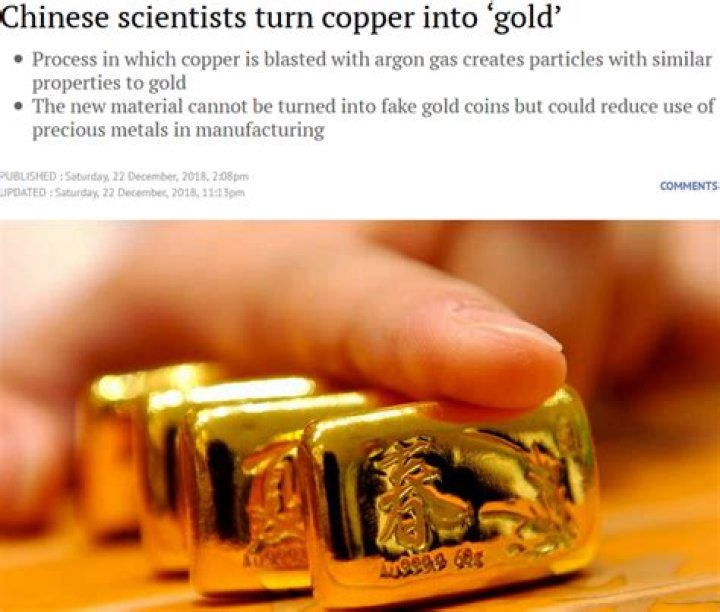 Chinese scientists turn copper into ‘gold’