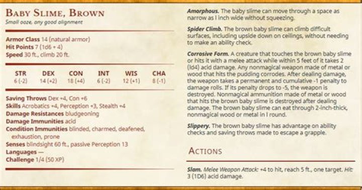 D&D 5E - Baby Slime (homebrew monster) question