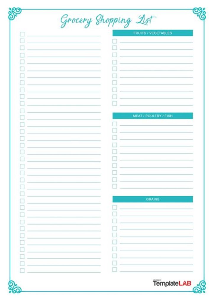 Grocery List Template