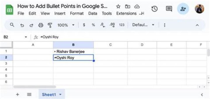 How to Add Bullet Points in Google Sheets
