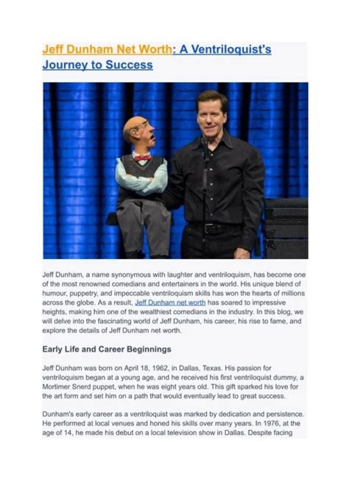 Jeff Dunham Net Worth: A Comprehensive Look At The Life And Success Of A Ventriloquist