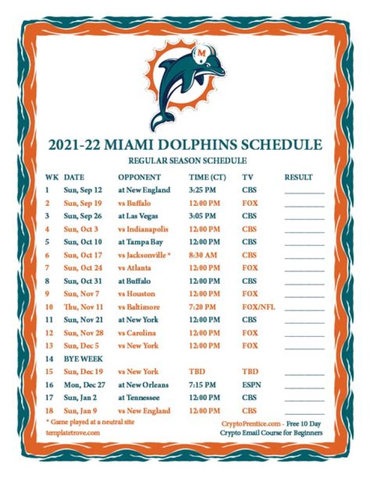 	Miami Dolphins 2021 season schedule	
