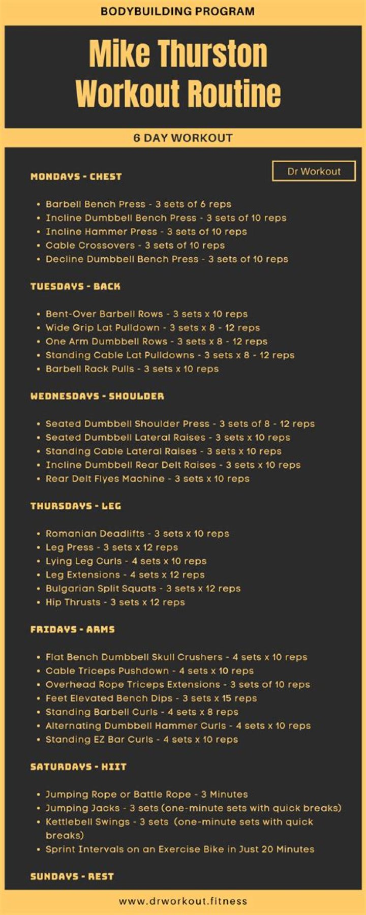 Mike Thurston’s diet and bodybuilding workout routine