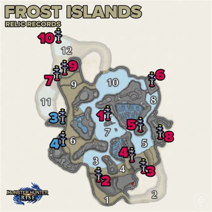 Monster Hunter Rise all Frost Island relic locations and maps