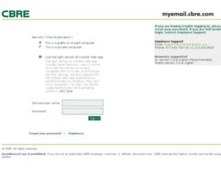 myemail.cbre.com login safely, analysis & comments