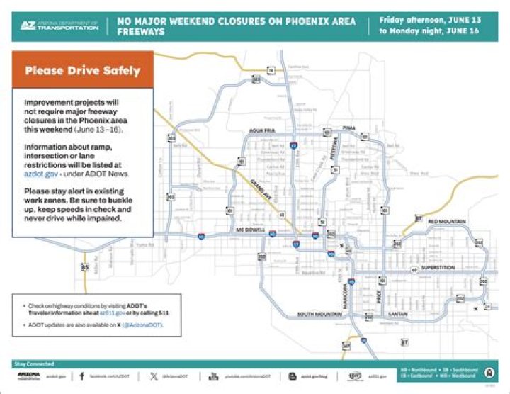 Phoenix weekend freeway closures (Jan. 12-15)