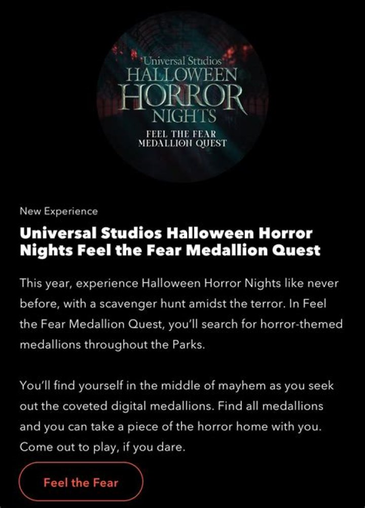	The Halloween Horror Nights scavenger hunt	