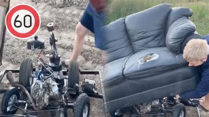 TikTokkers go viral with insanely fast drivable sofa