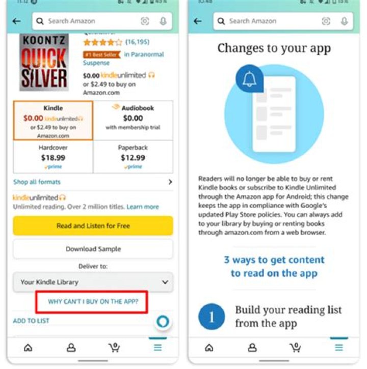 Why You Can No Longer Buy Kindle Books via Amazon's Android App